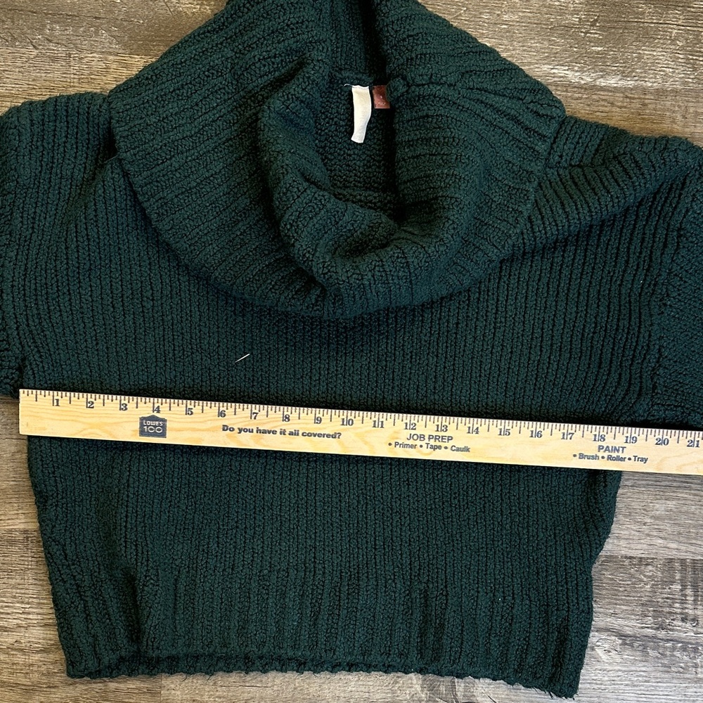 Anthropologie Pilcro Women’s Small Deep Green Cable Knit Cowl Neck Sweater - Picture 4 of 8